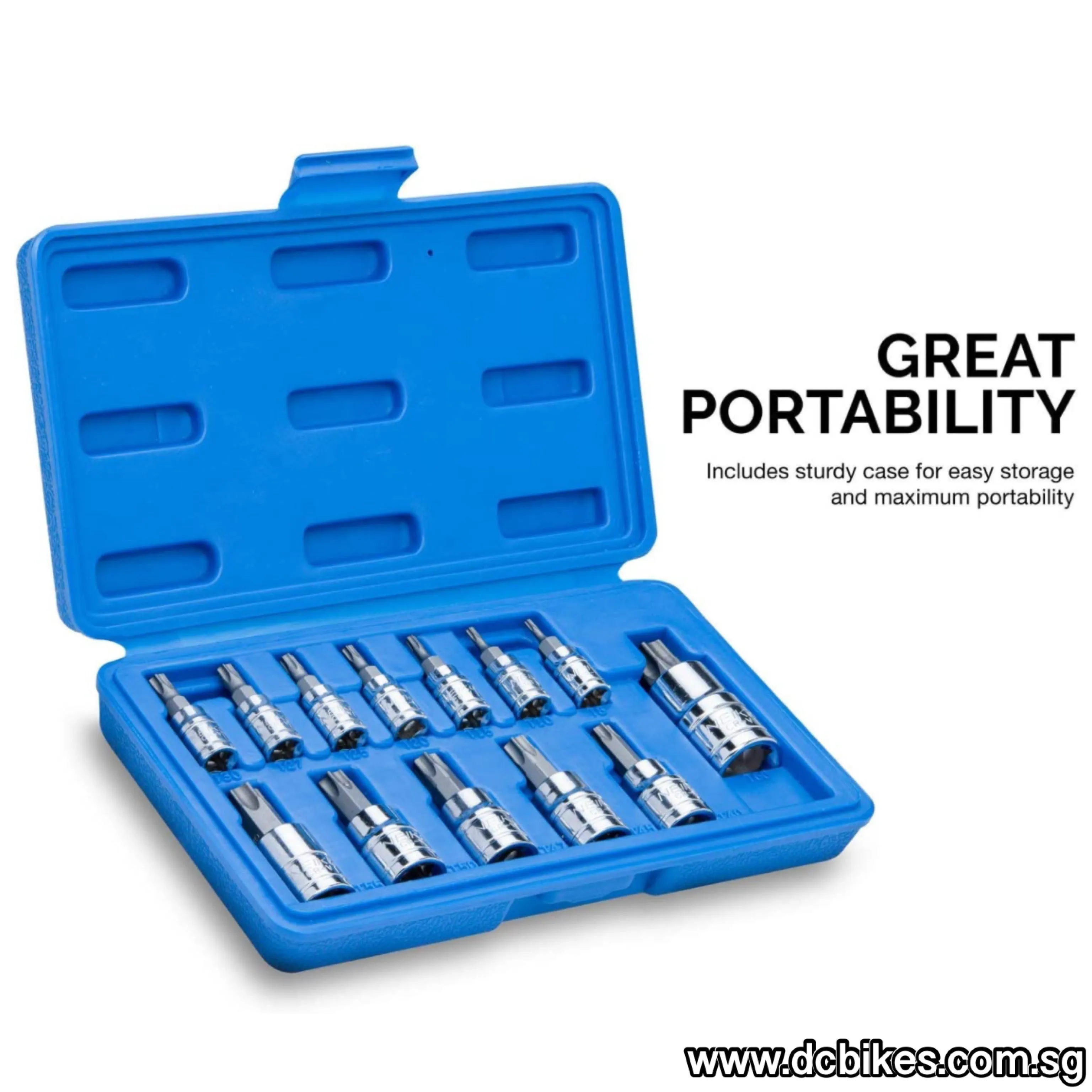 13 Pieces Steel Torx Bit 1/4” | 1/2” Drive T8 - T60 S2 Metric Hex Bit Socket Tool Box Set
