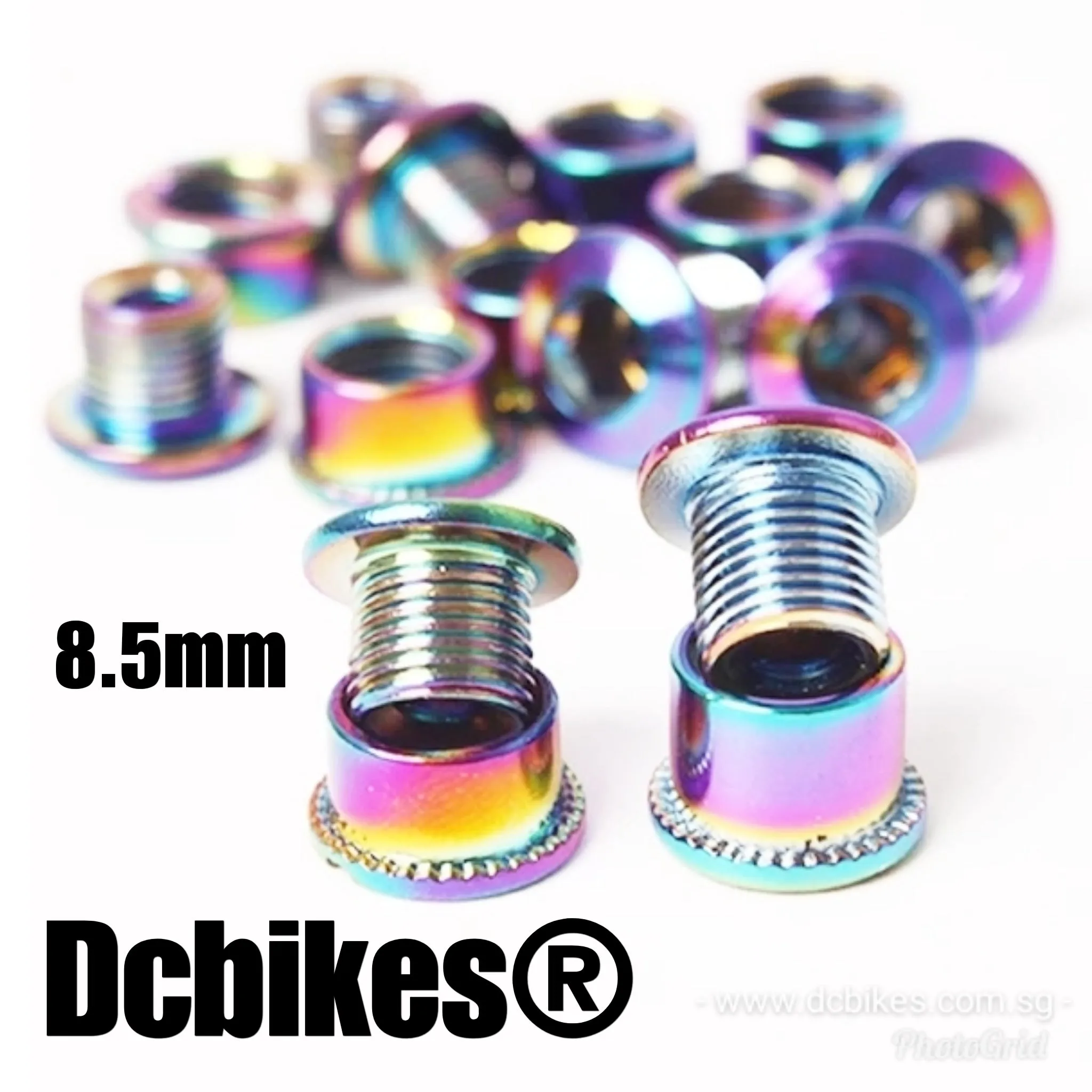 4 X Oil Slick 8.5mm MTB Road Rainbow Chain Ring Bolts