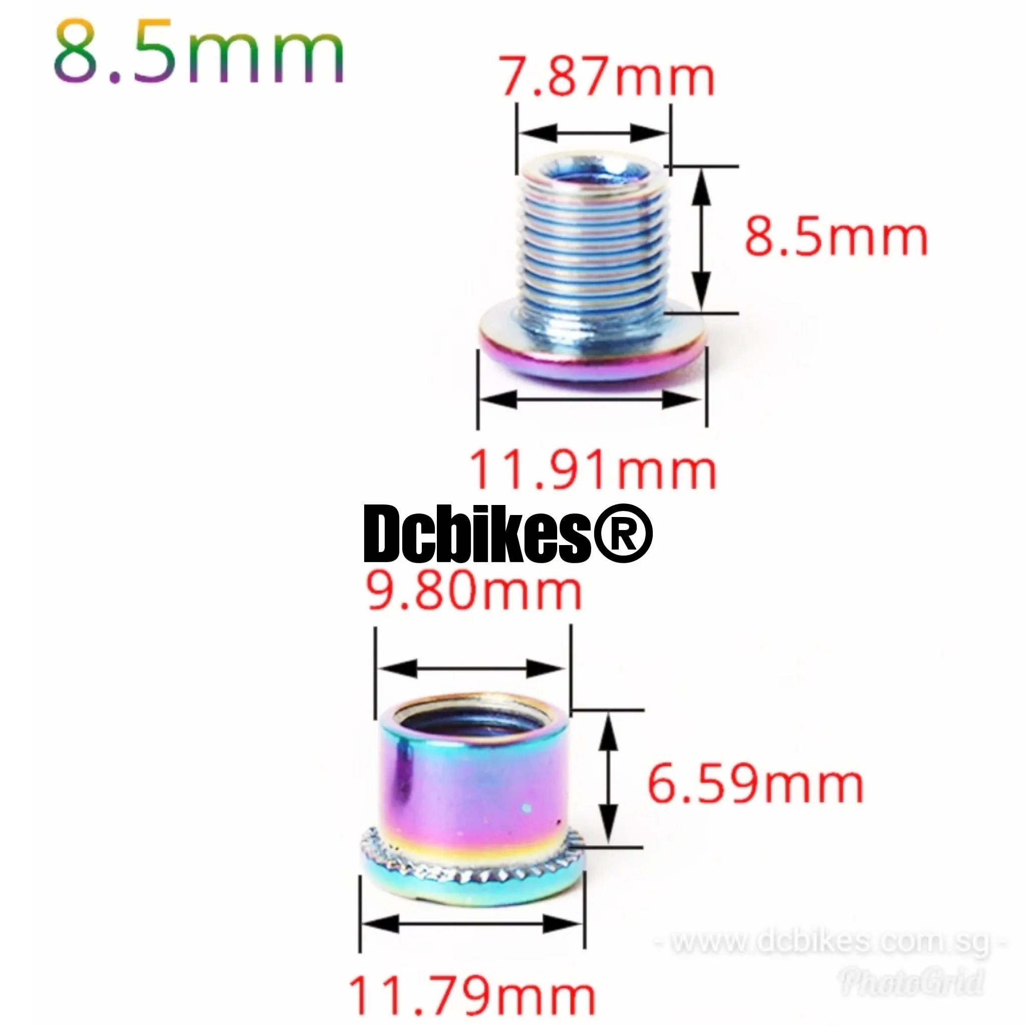4 X Oil Slick 8.5mm MTB Road Rainbow Chain Ring Bolts