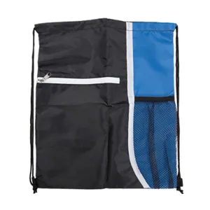 Adventure World Drawstring Bag With Pocket And Side Netting (Blue)