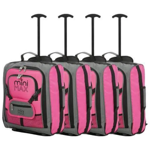 Aerolite MiniMAX (45x36x20cm) easyJet Maximum Cabin Luggage Under Seat Carry On Suitcase with Backpack and Pouch (x4 Set)