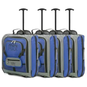 Aerolite MiniMAX (45x36x20cm) easyJet Maximum Cabin Luggage Under Seat Carry On Suitcase with Backpack and Pouch (x4 Set)