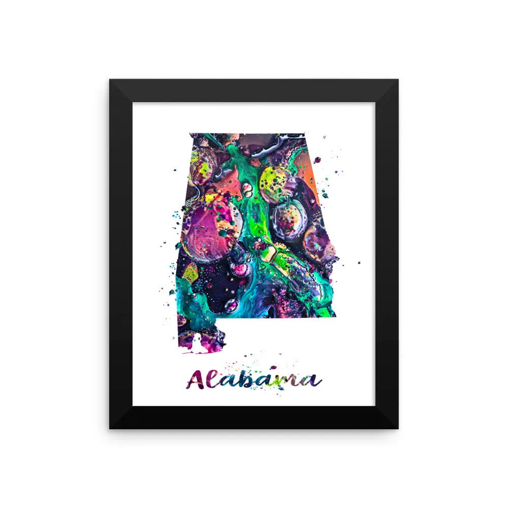 Alabama Map Framed Art Print