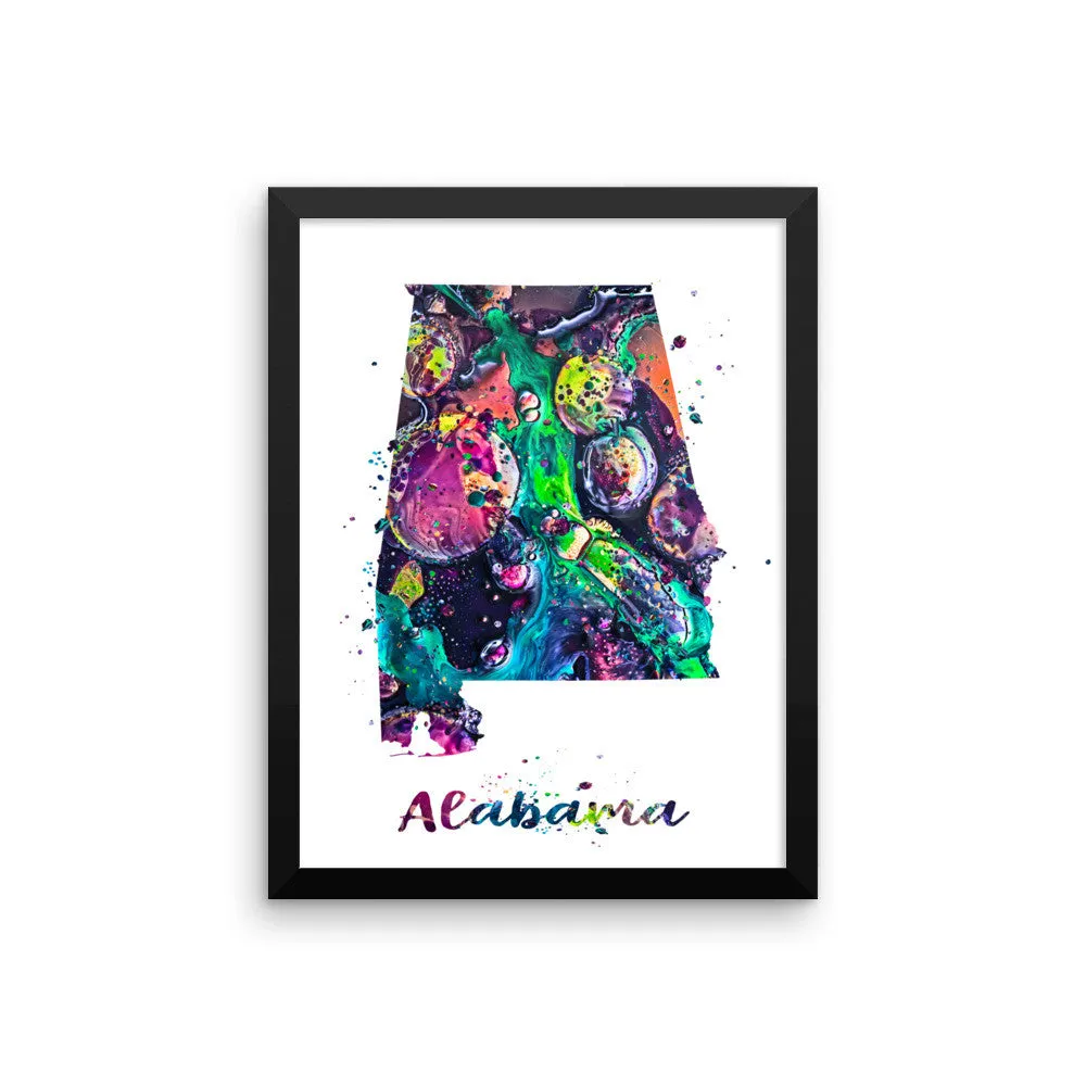 Alabama Map Framed Art Print