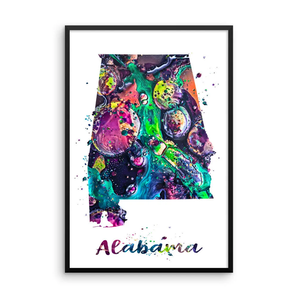 Alabama Map Framed Art Print