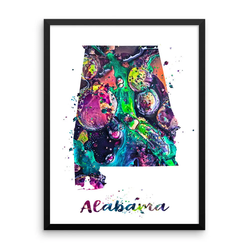 Alabama Map Framed Art Print
