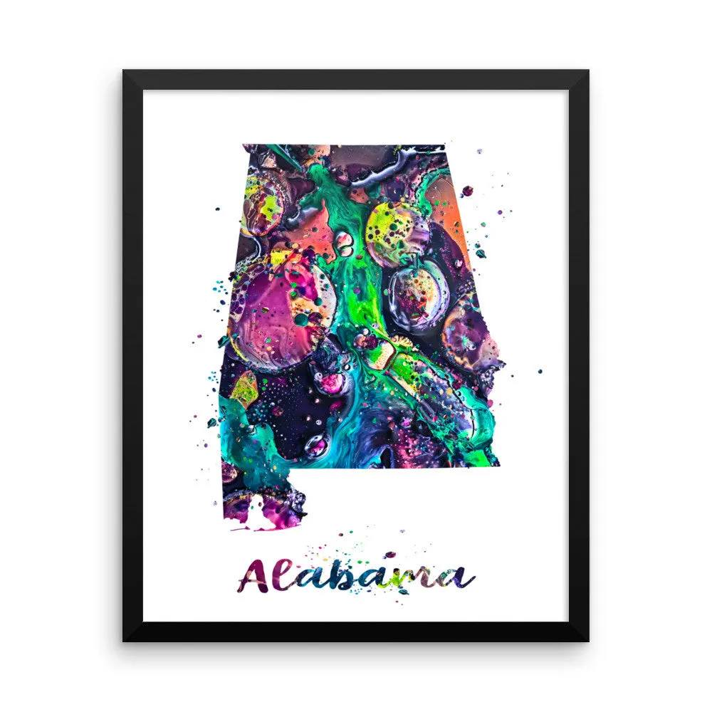 Alabama Map Framed Art Print