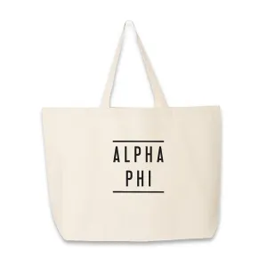 Alpha Phi Sorority Printed on a Roomy Canvas Tote Bag