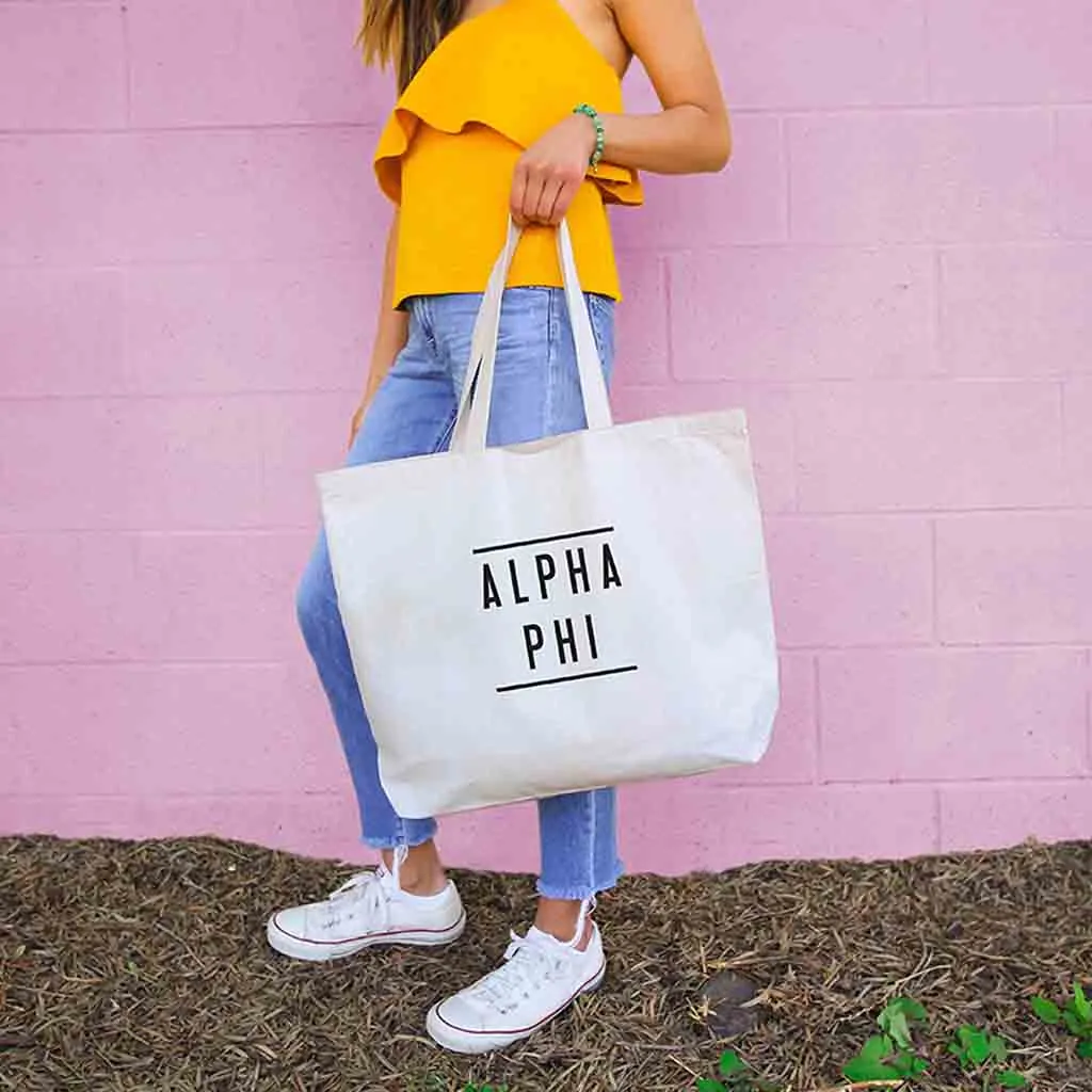 Alpha Phi Sorority Printed on a Roomy Canvas Tote Bag