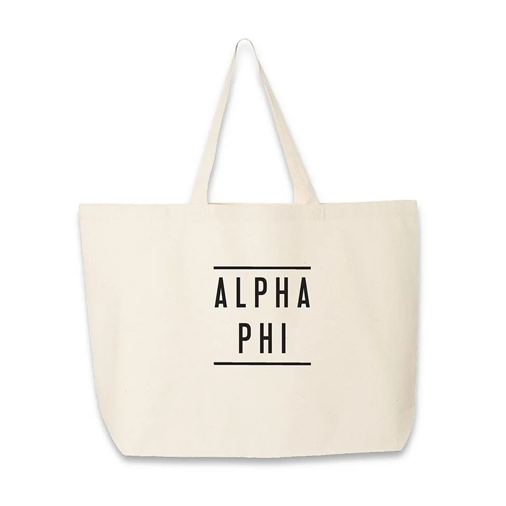 Alpha Phi Sorority Printed on a Roomy Canvas Tote Bag