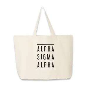 Alpha Sigma Alpha Sorority Printed on Large Canvas Tote Bag