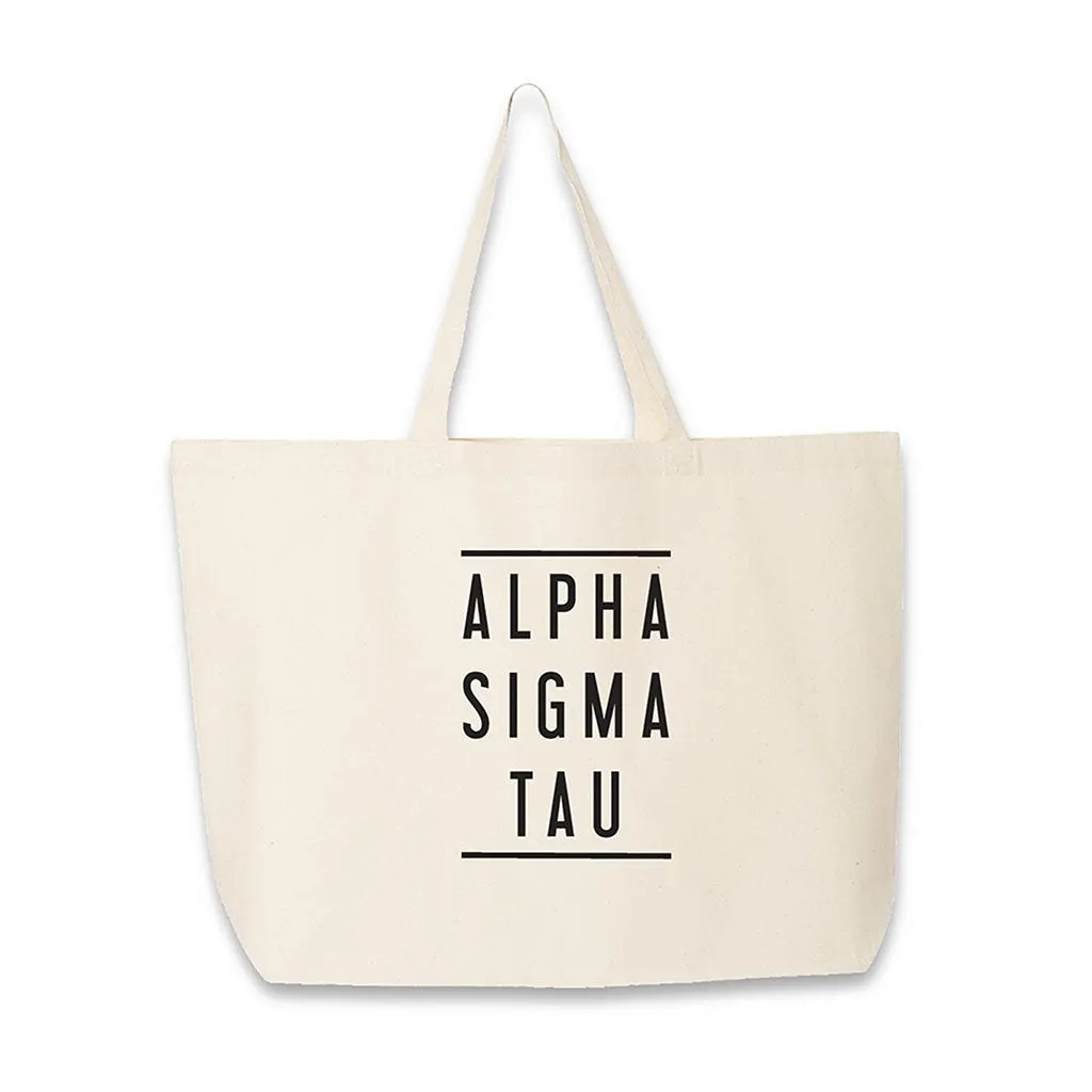 Alpha Sigma Tau Sorority Printed on Large Canvas Tote Bag