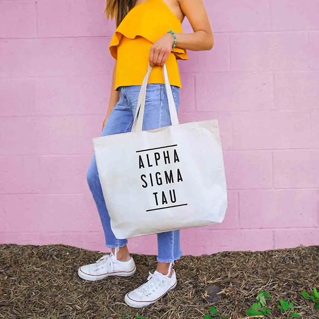 Alpha Sigma Tau Sorority Printed on Large Canvas Tote Bag