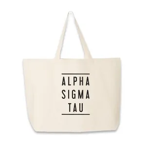 Alpha Sigma Tau Sorority Printed on Large Canvas Tote Bag