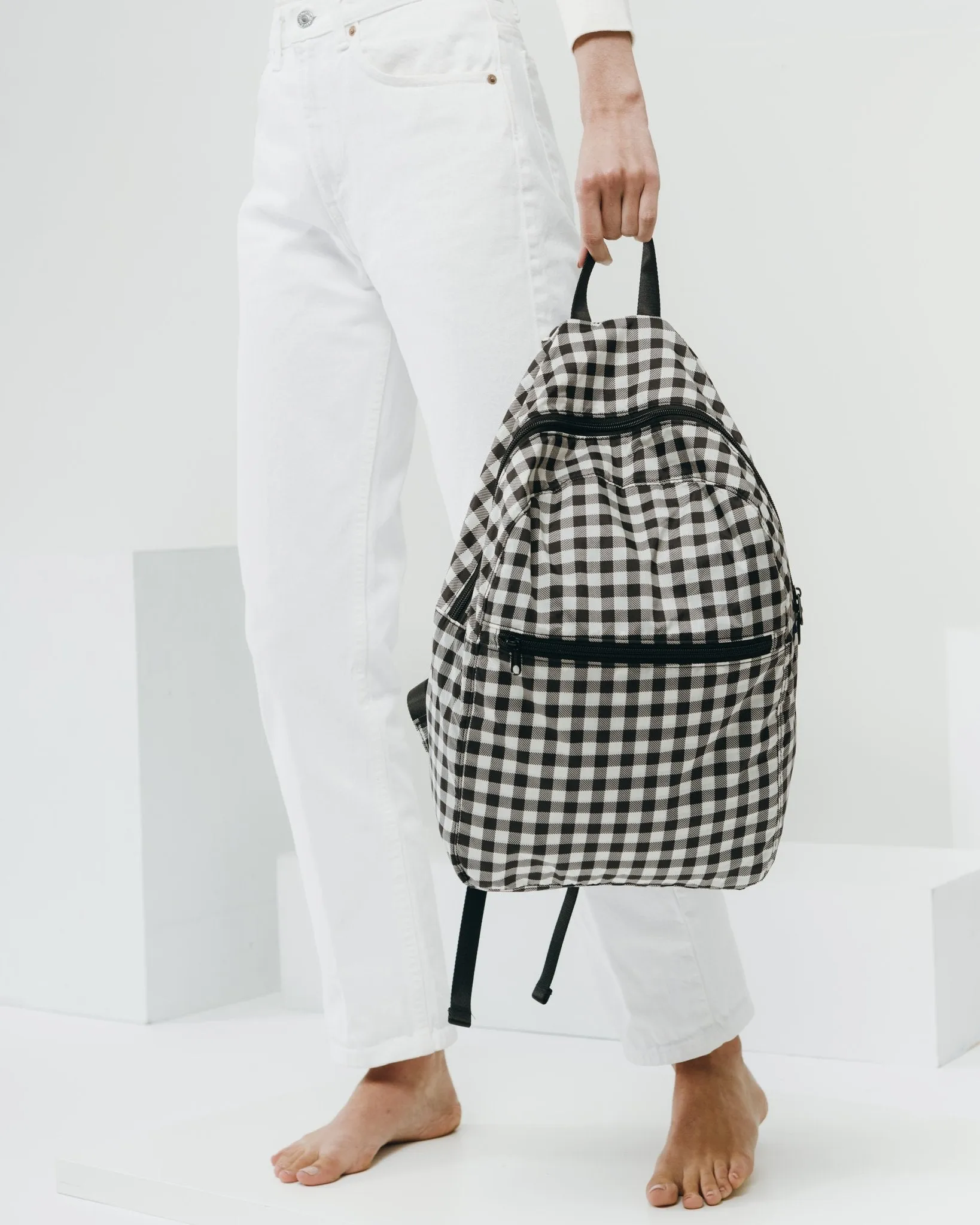 Baggu Ripstop Backpack - Black Gingham