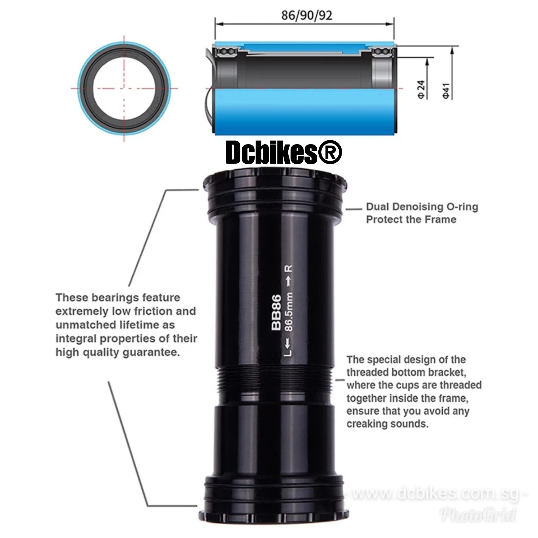 BB86 BB90 BB92 Press Fit Bottom Brackets Thread Lock For 24mm Shimano Spindle Cranks