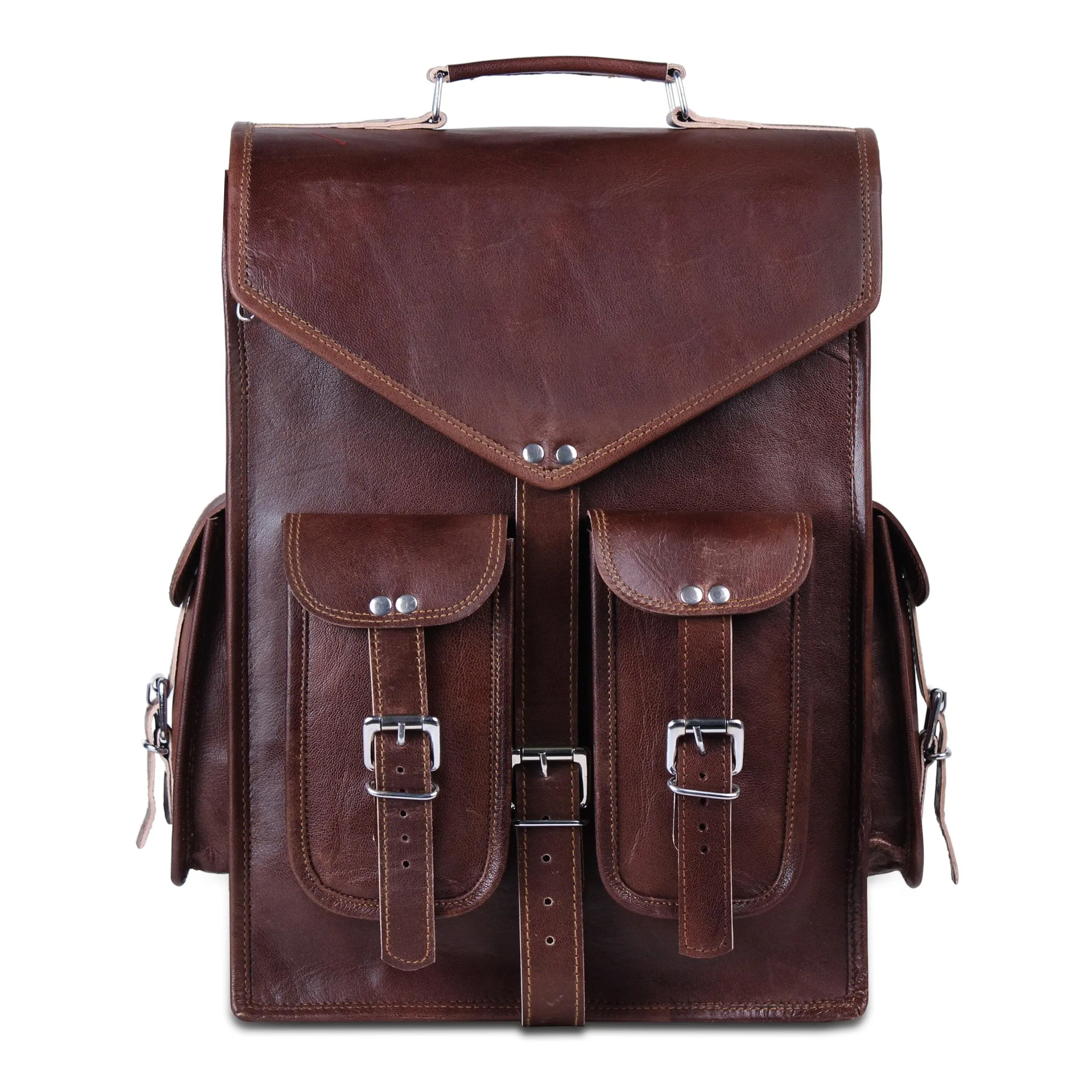 Brown Convertible Leather Backpack