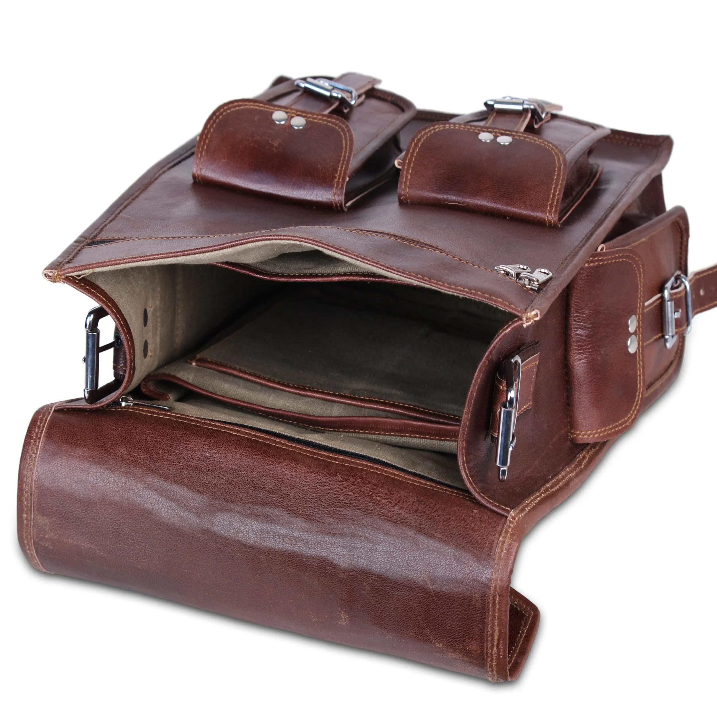 Brown Convertible Leather Backpack
