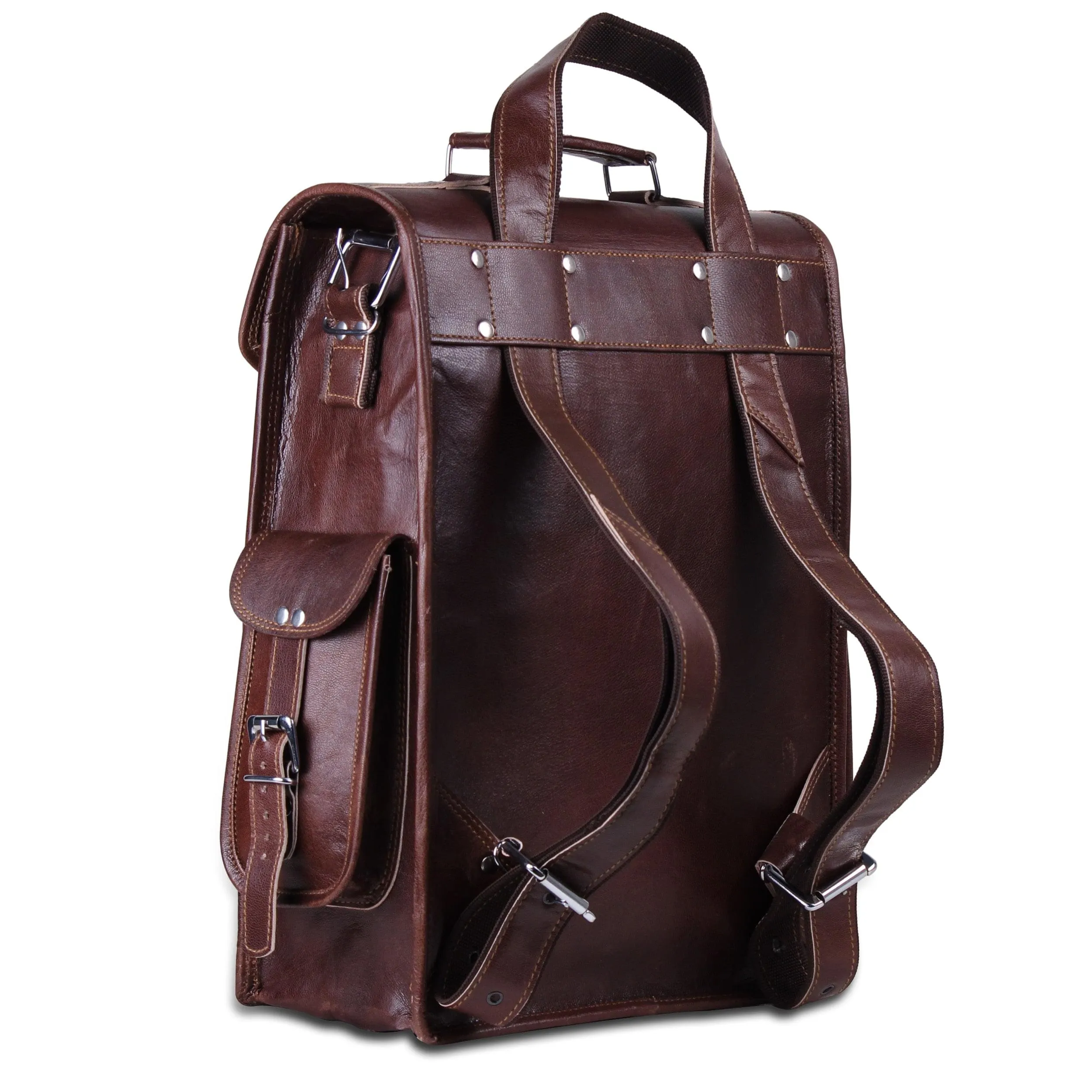 Brown Convertible Leather Backpack
