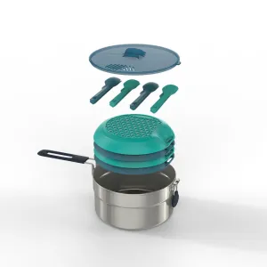 Camping cooking set in stainless steel 100 - 4 persons- 18 items.