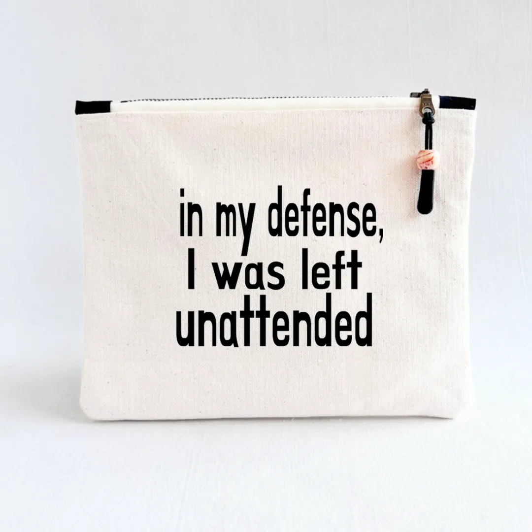 Canvas zip bag painted small - in my defense, I was left unattended