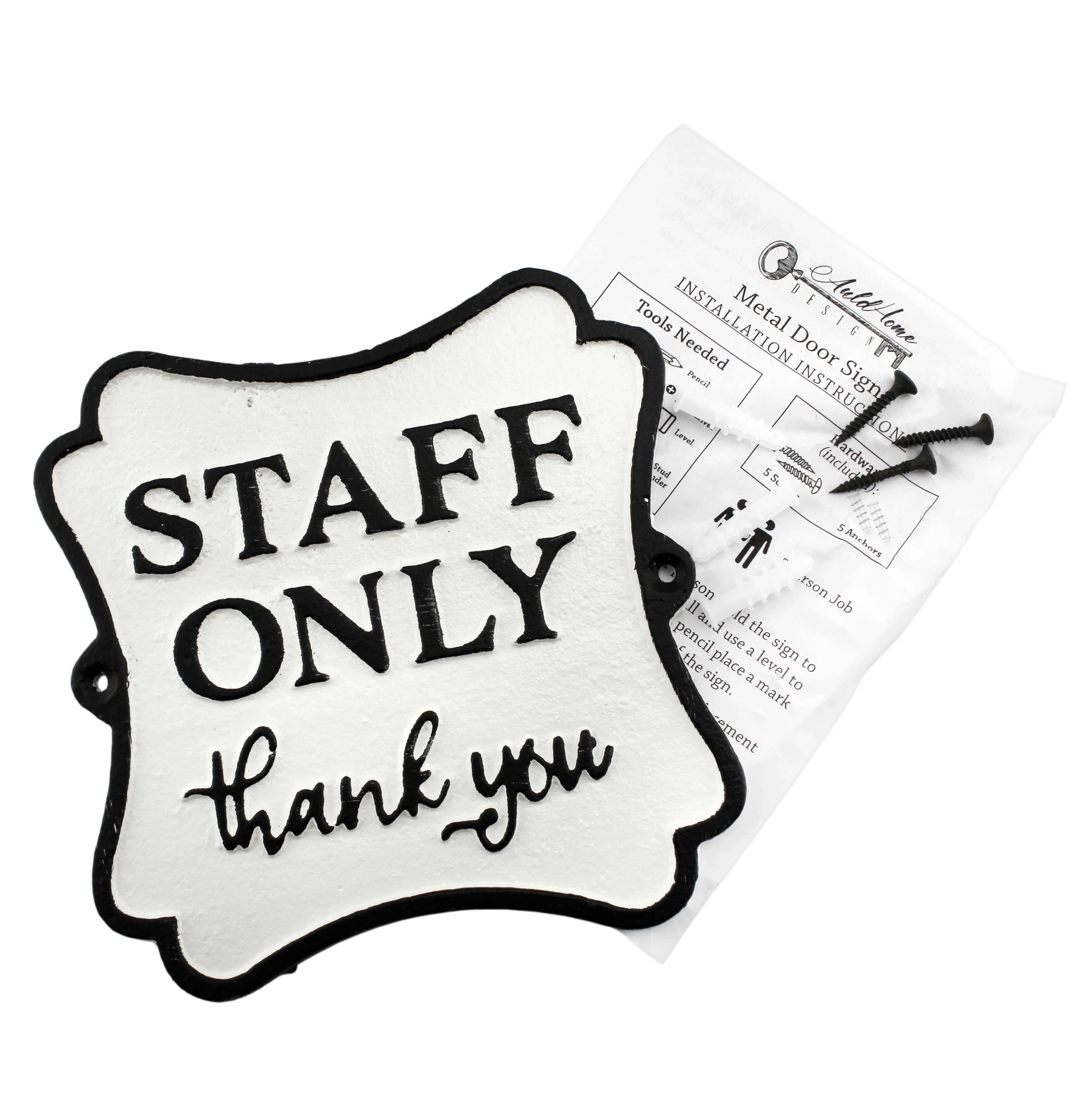 Cast Iron Staff Only Sign (Case of 24)