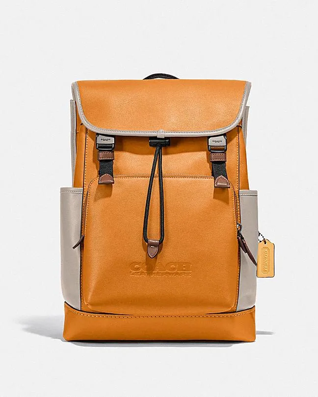 Coach League Flap Backpack in Colorblock Leather