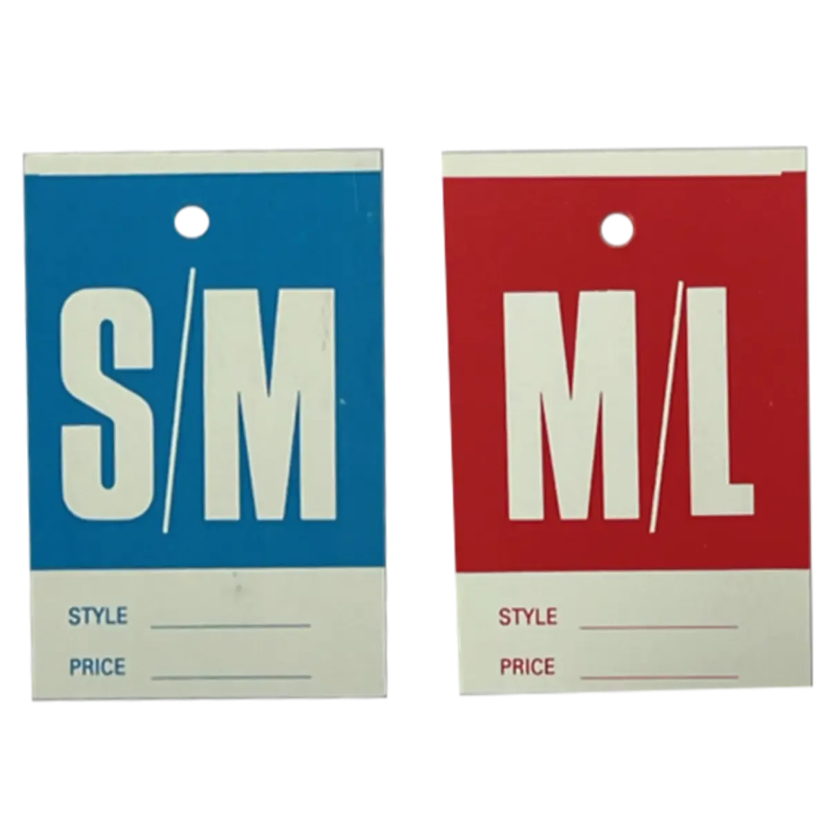 Colour-Coded Style, Price and Garment Size Labels - S/M M/L