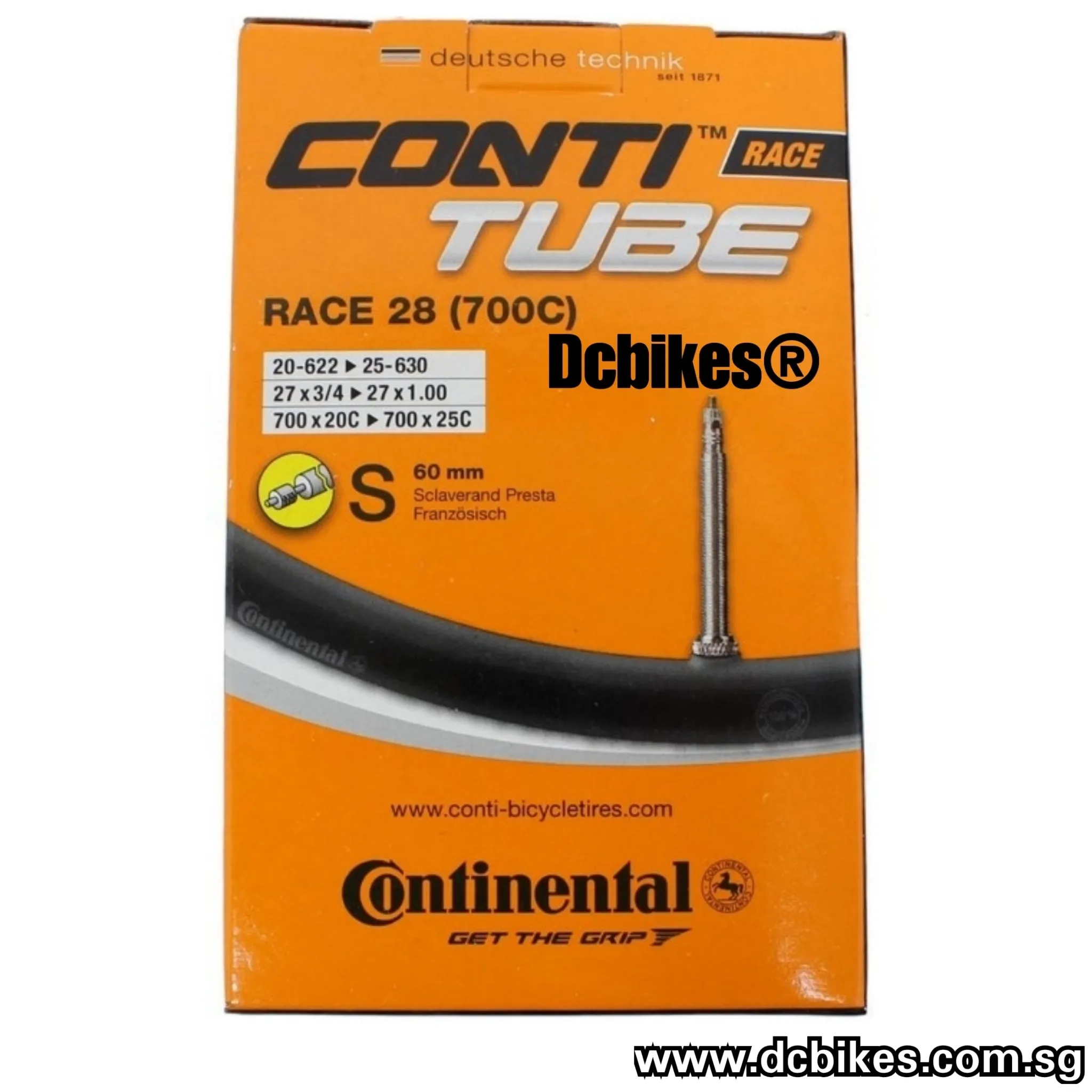 Continental 700c X 20c-25c Race 28 Road 42mm | 60mm | 80mm Presta Tube (1 Tube)