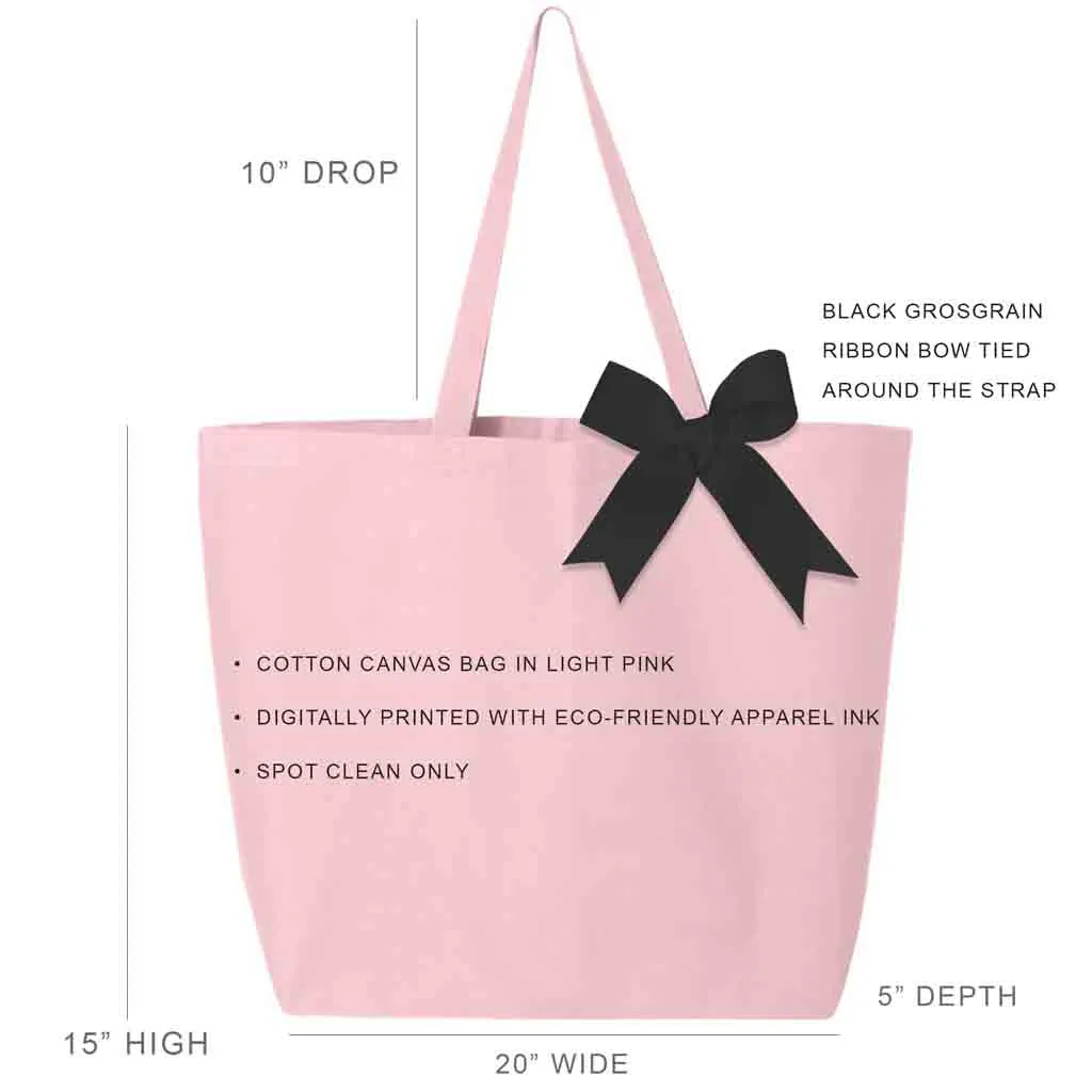 Delta Phi Epsilon Pink Canvas Tote Bag with Black Bow