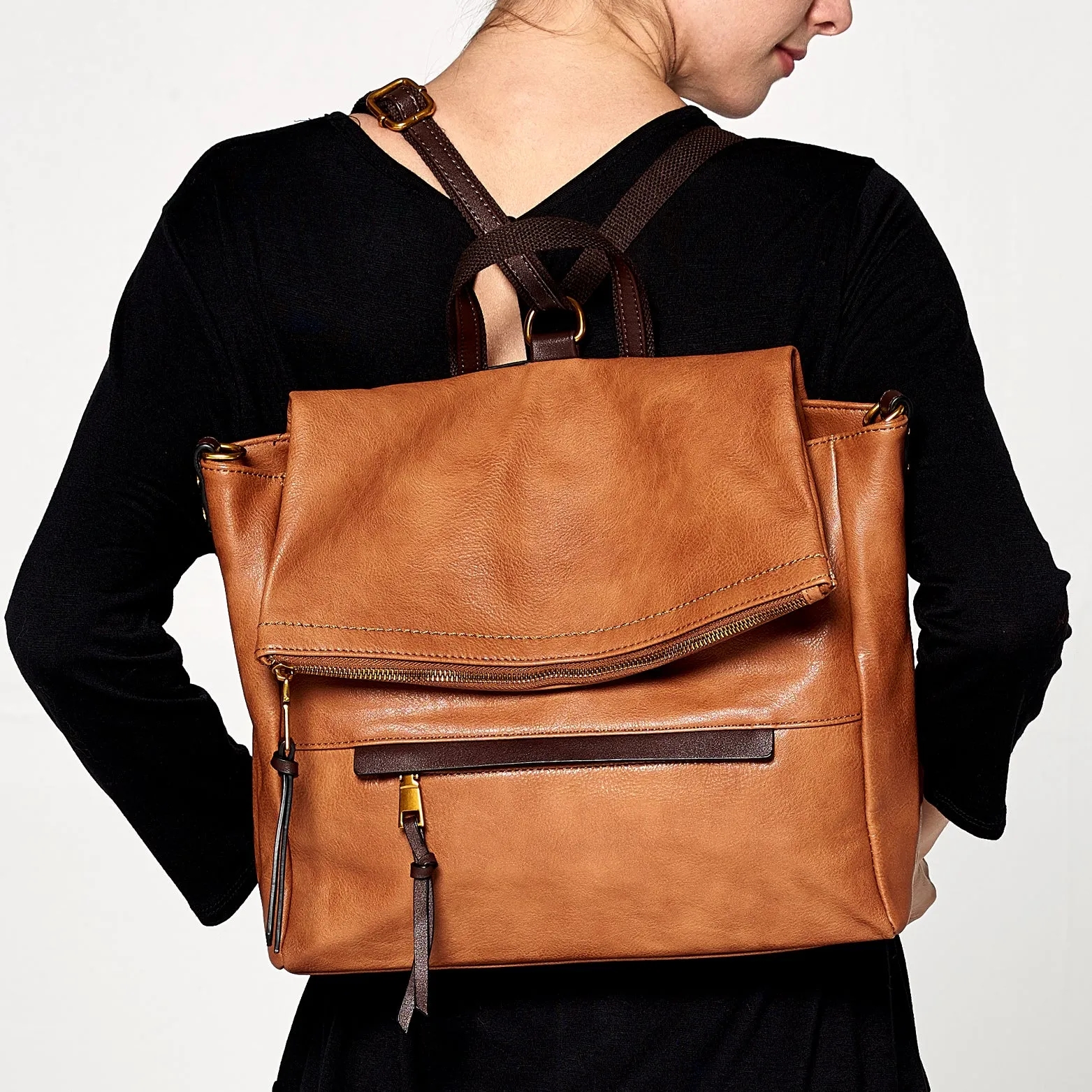 Envelope Fold Leather Backpack