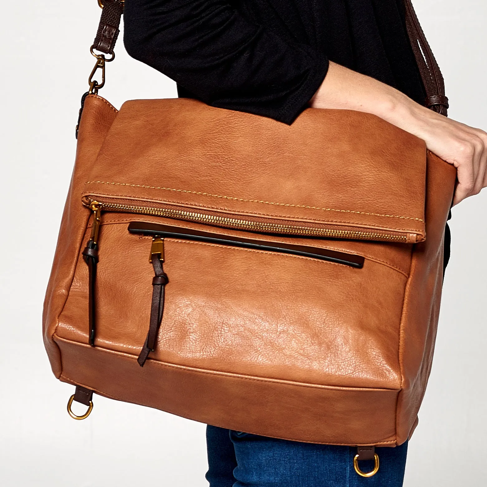 Envelope Fold Leather Backpack