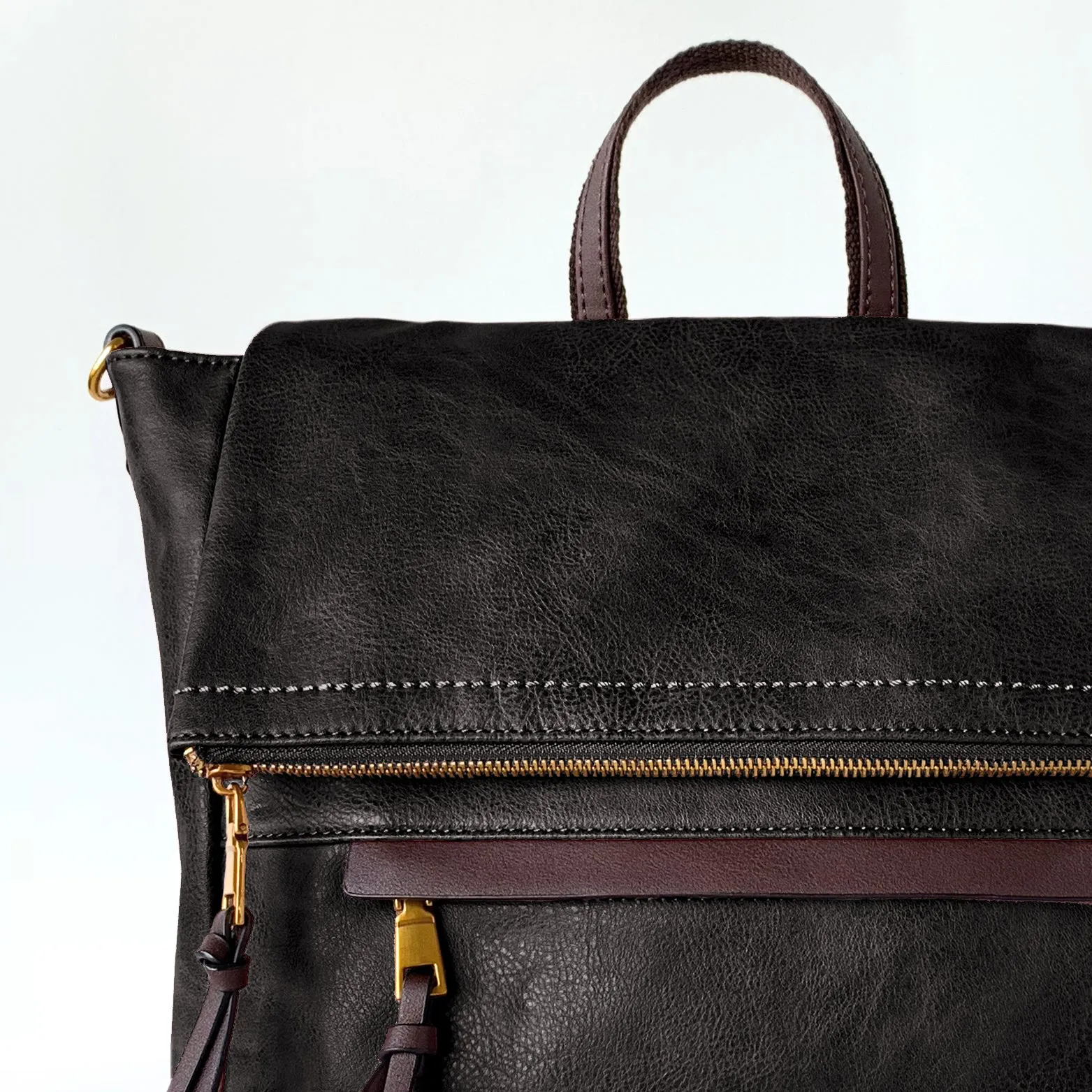 Envelope Fold Leather Backpack