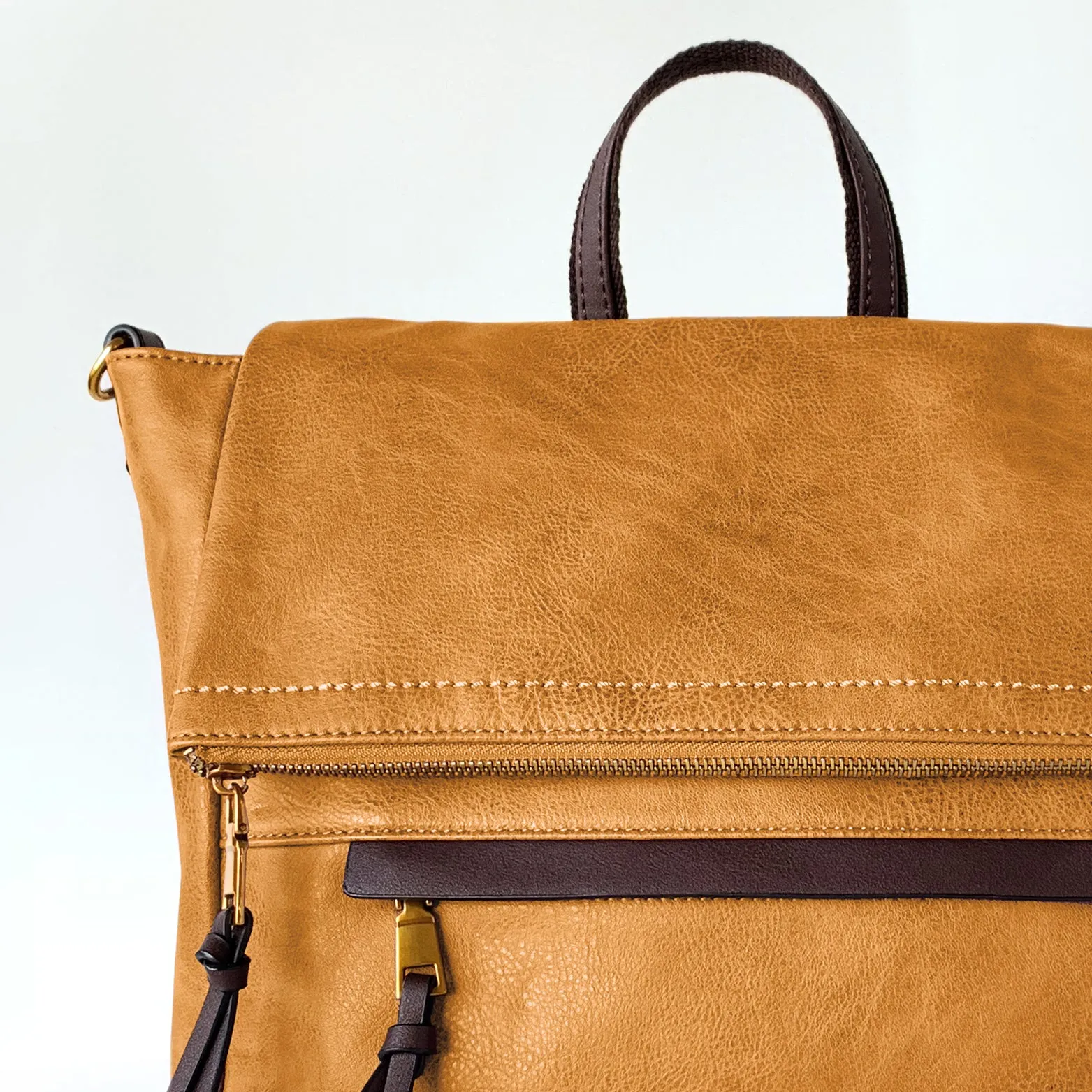 Envelope Fold Leather Backpack