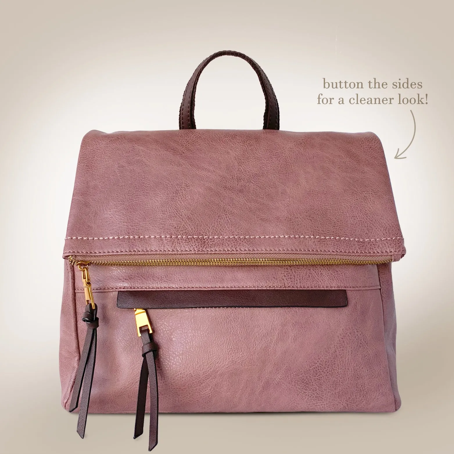 Envelope Fold Leather Backpack