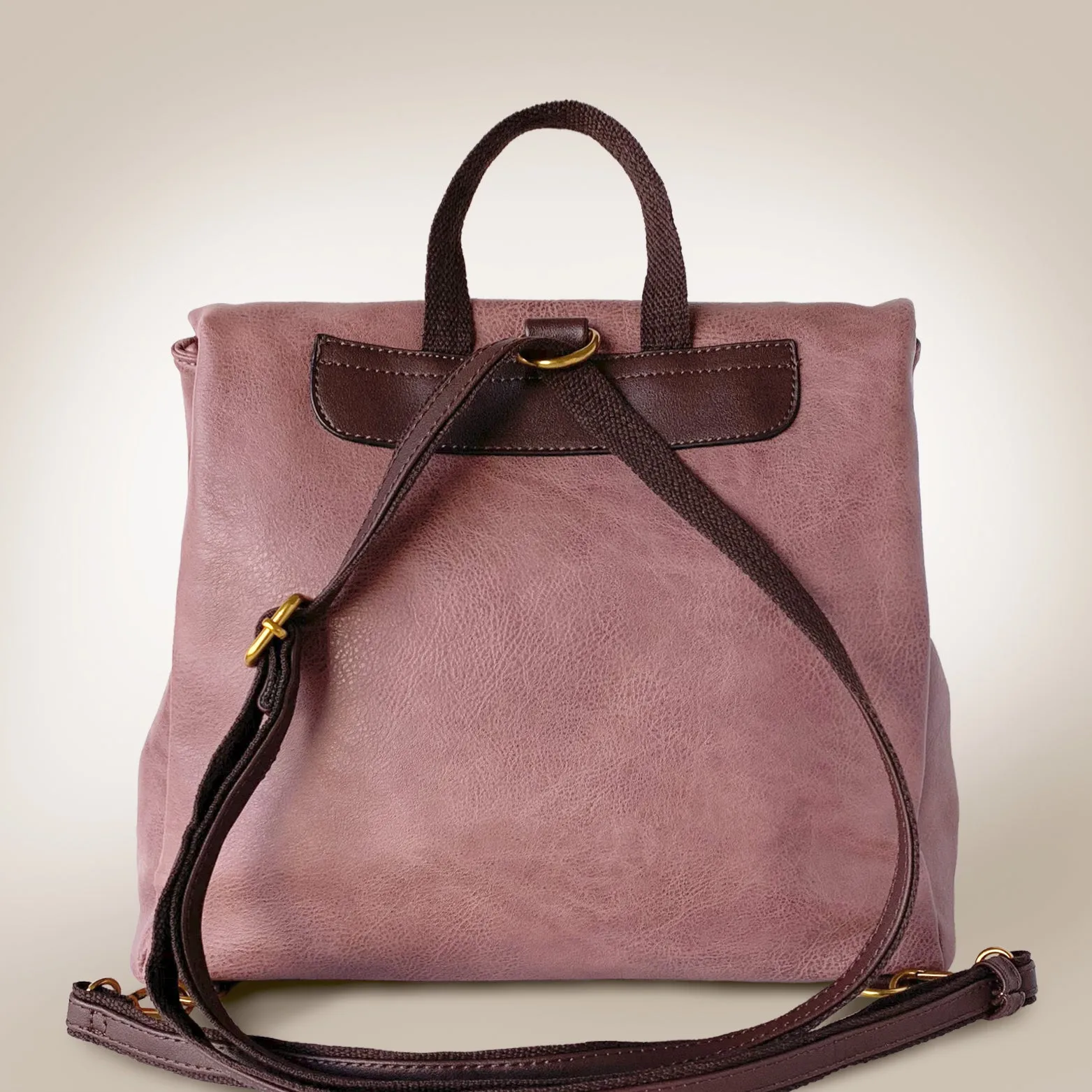 Envelope Fold Leather Backpack