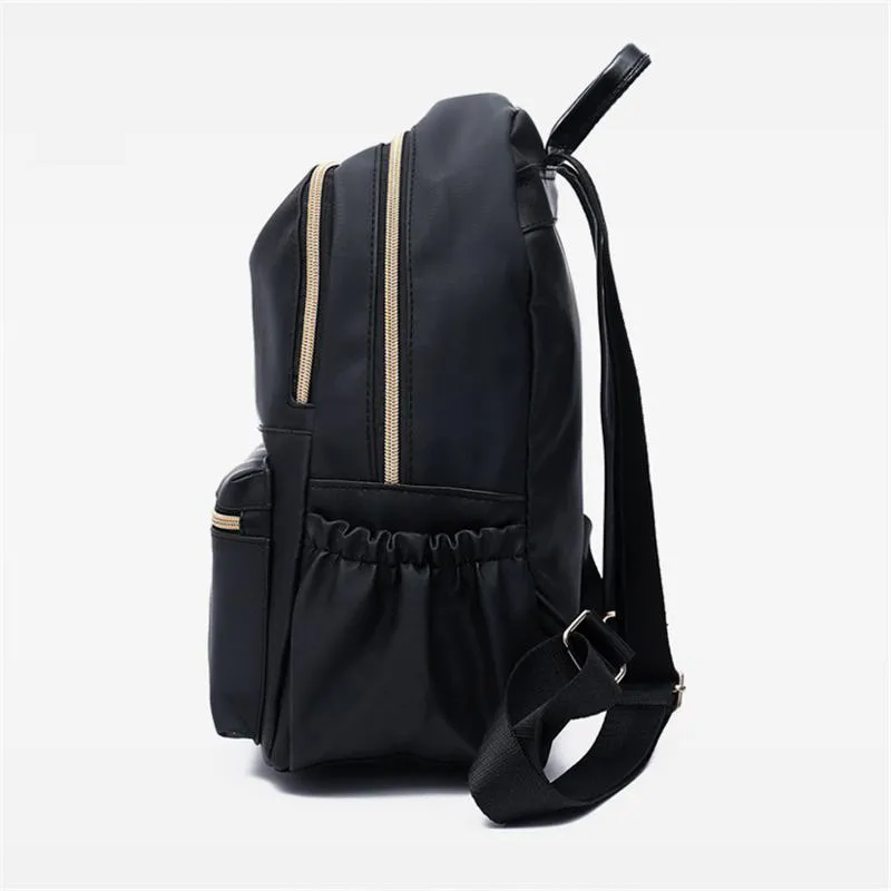Fashionable Casual Gold-Tone Hardware Multi-Pocket Lightweight Backpack