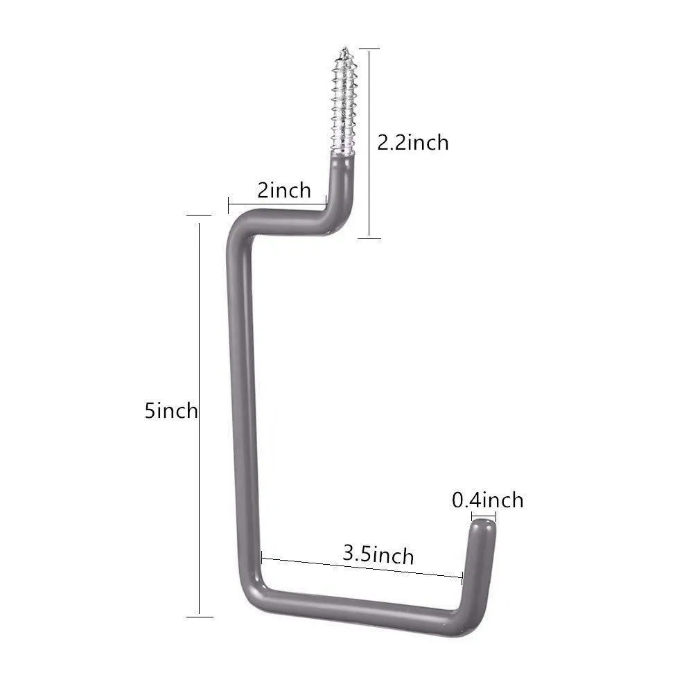 Garage Hooks,Cheaboom Heavy Duty Bike Storage Hooks Wall Hooks Screw-in Utility Storage Hangers Shed Garage Garden Hook Plastic Coated for Wall Mount/Ceiling (Grey Square Bike Hook x 6)