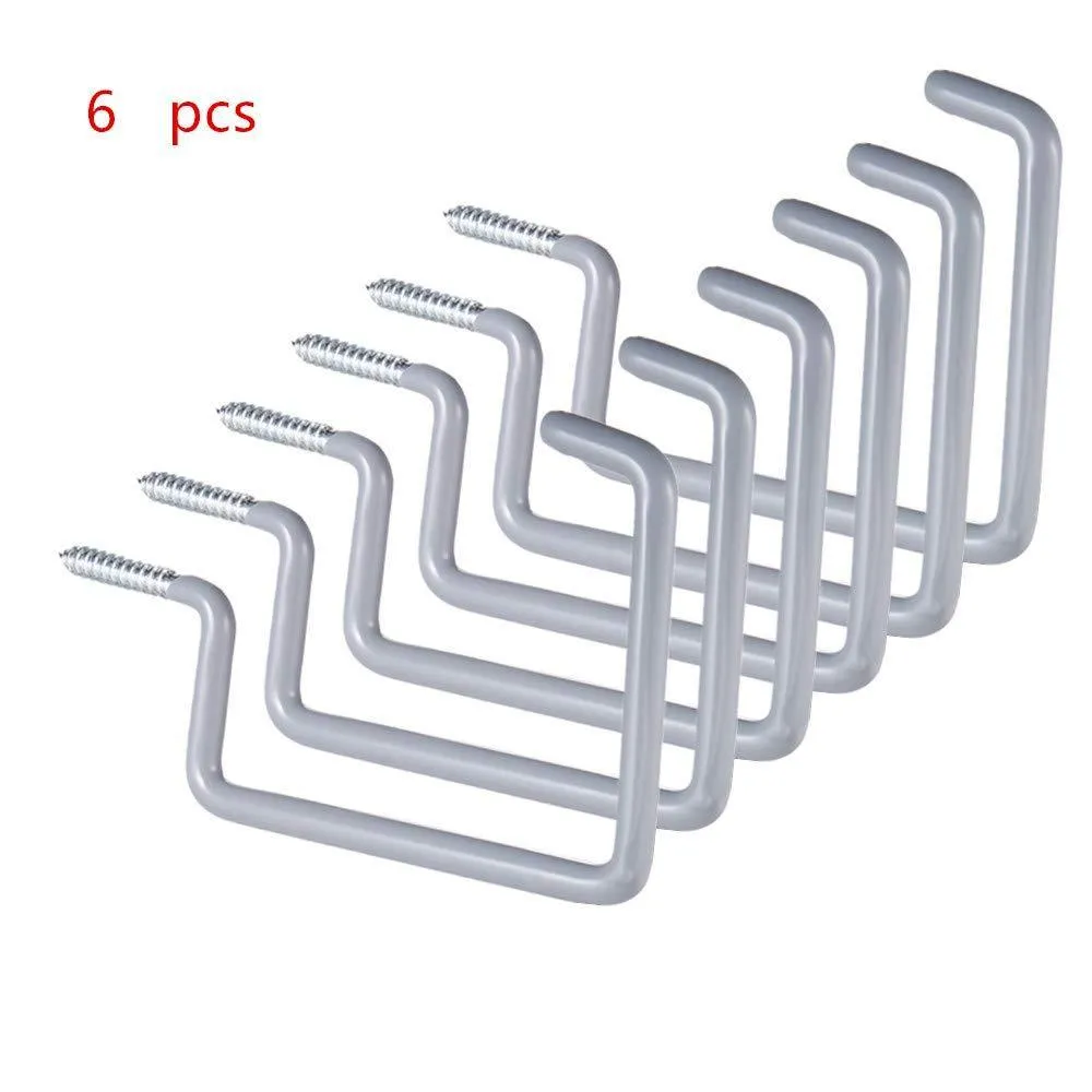 Garage Hooks,Cheaboom Heavy Duty Bike Storage Hooks Wall Hooks Screw-in Utility Storage Hangers Shed Garage Garden Hook Plastic Coated for Wall Mount/Ceiling (Grey Square Bike Hook x 6)