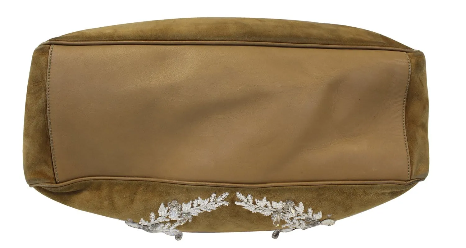 GUCCI Limited Edition White/Brown Embroidered Canvas Positano Bag - Final Call