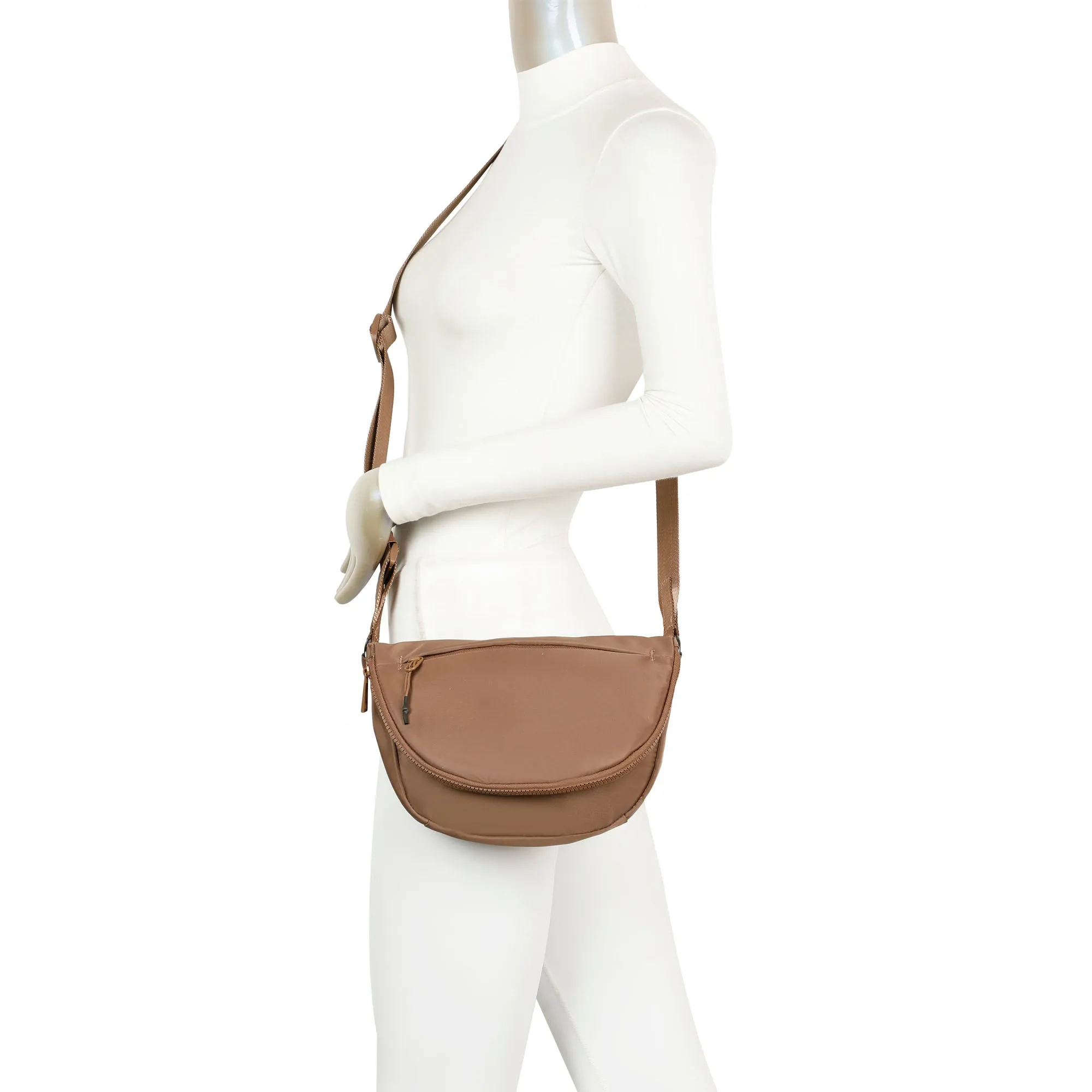 Hailey's Large Half Circle Nylon Bum Fanny Bag - Light Grey
