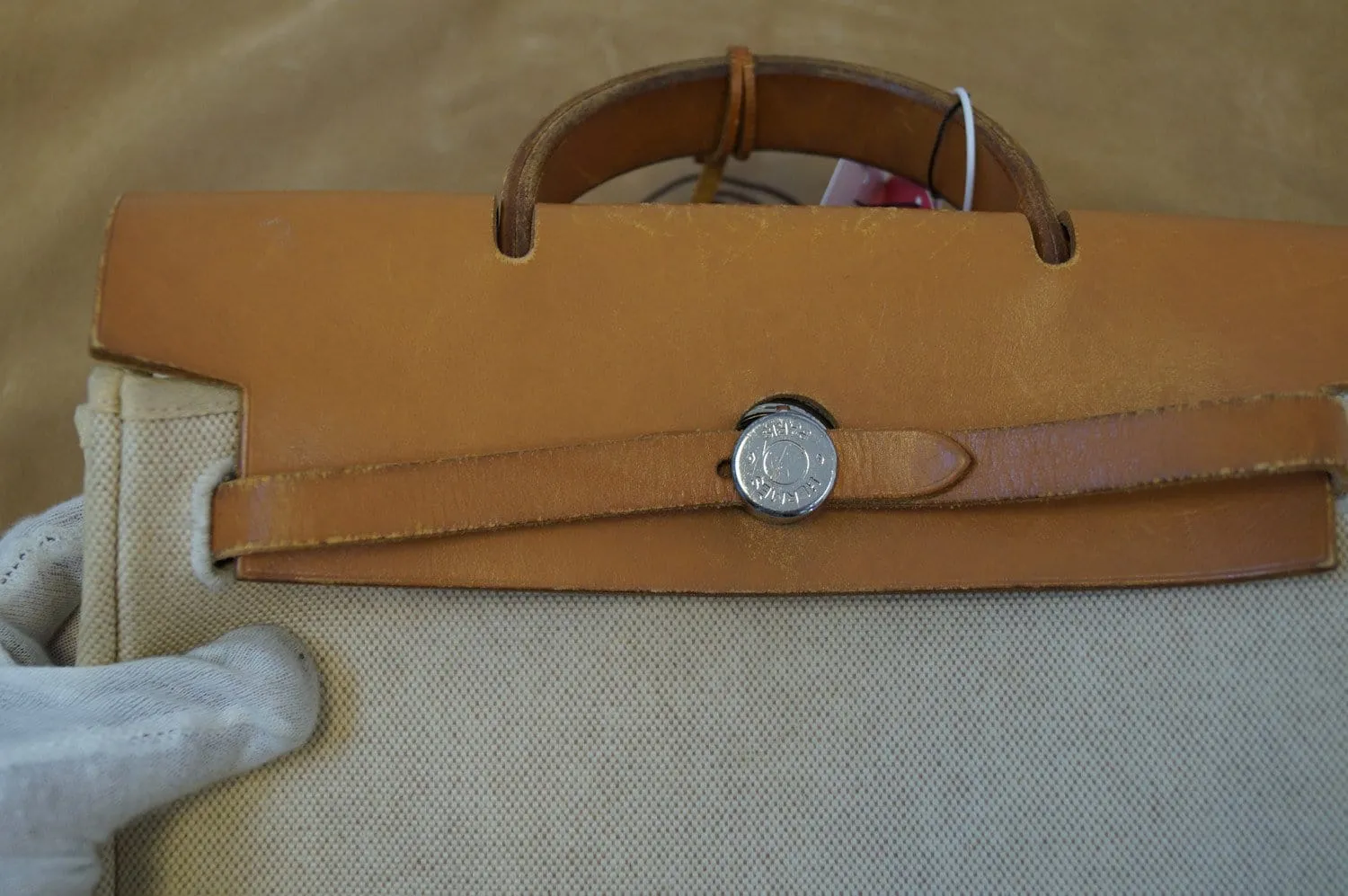 Hermes 30cm Natural Toile and Leather 2-in-1 Herbag PM Backpack Bag - Final Call