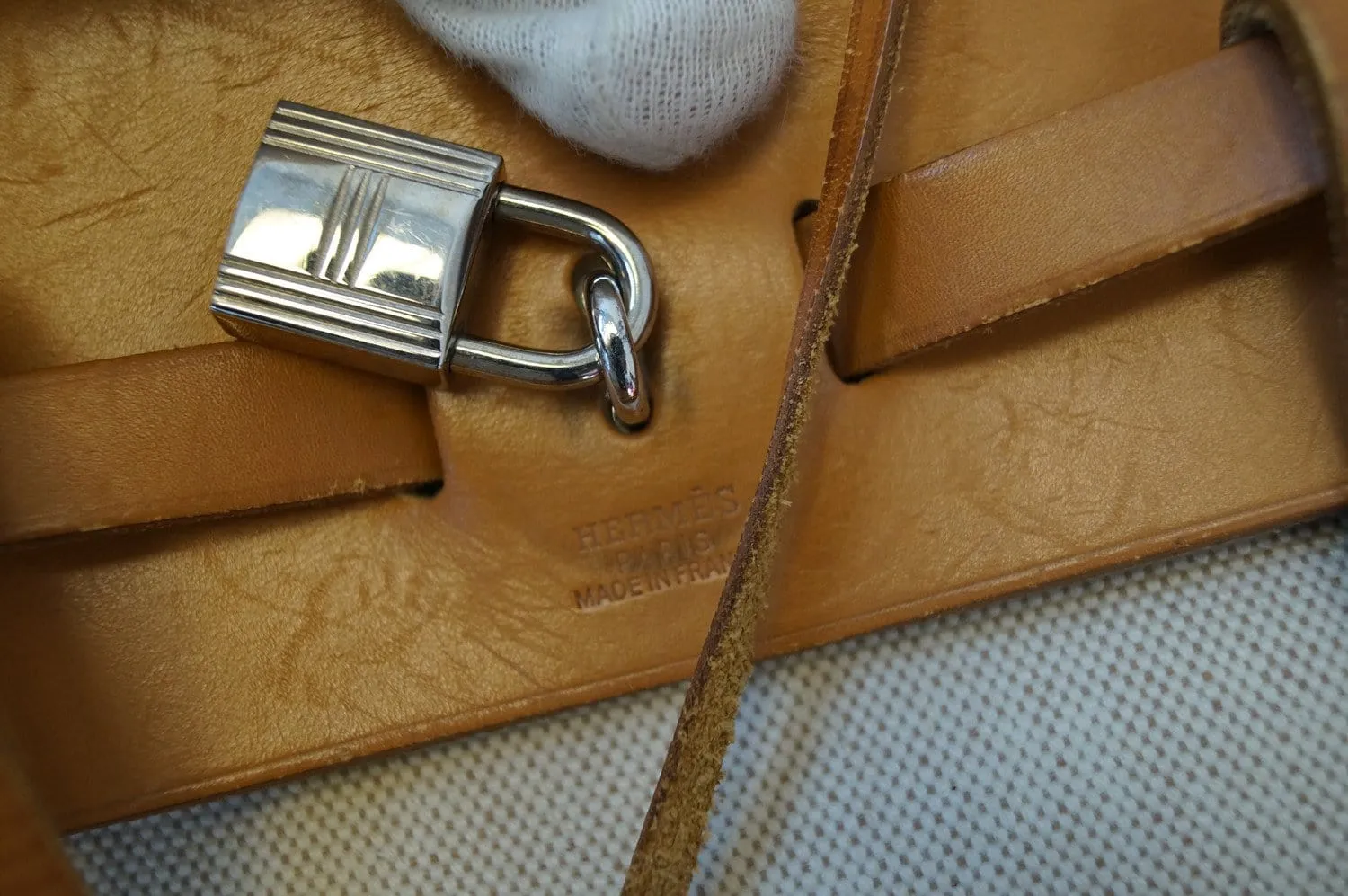 Hermes 30cm Natural Toile and Leather 2-in-1 Herbag PM Backpack Bag - Final Call