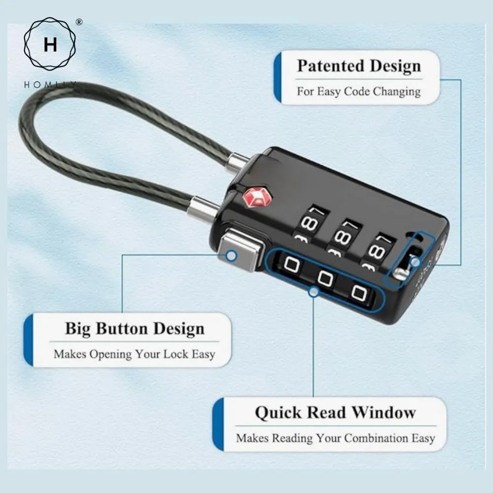 Homlly Digit Combination Travel Luggage Pad lock & Wall Mounted Key Storage Box