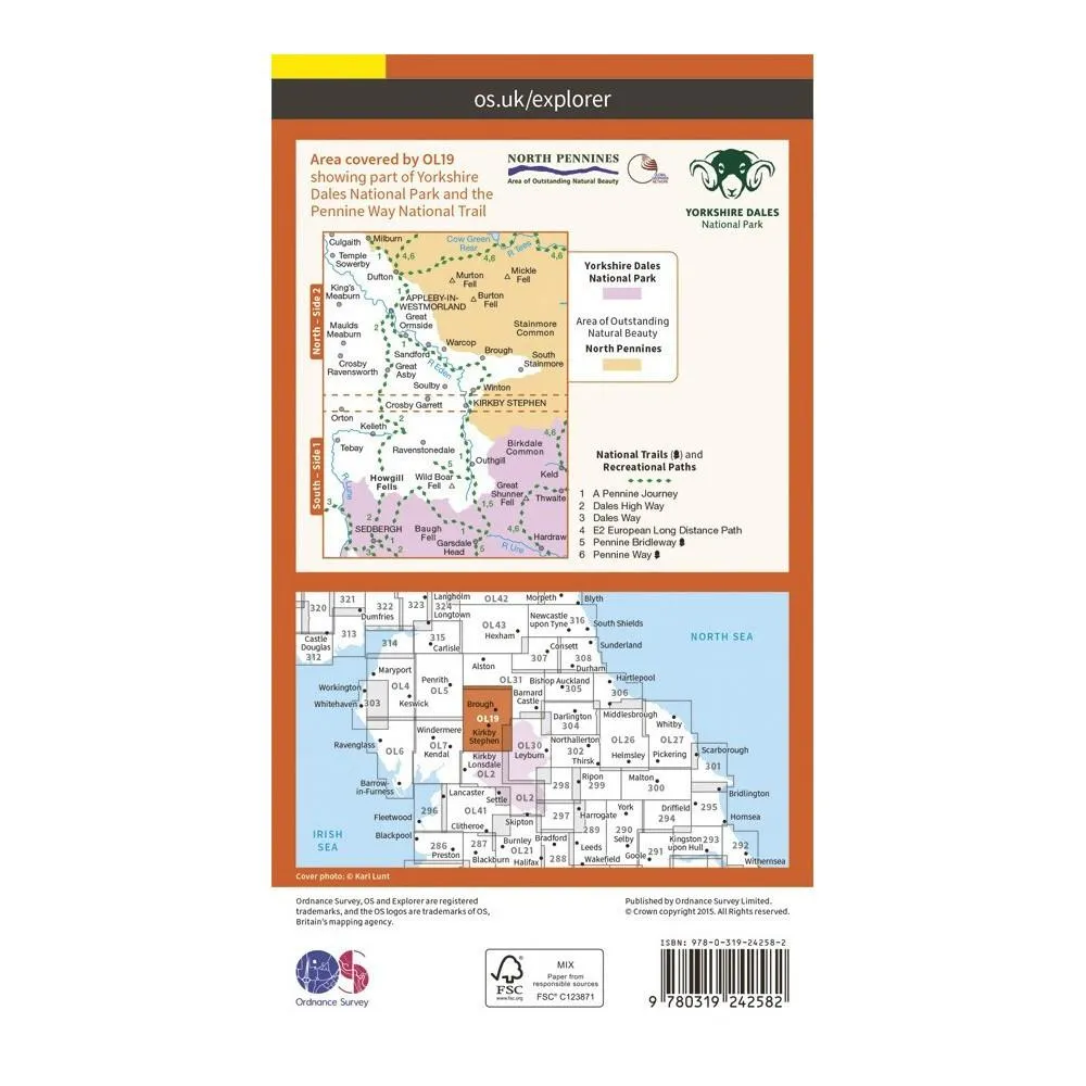 Howgill Fells and Upper Eden Valley - OS Explorer Map OL19 Active