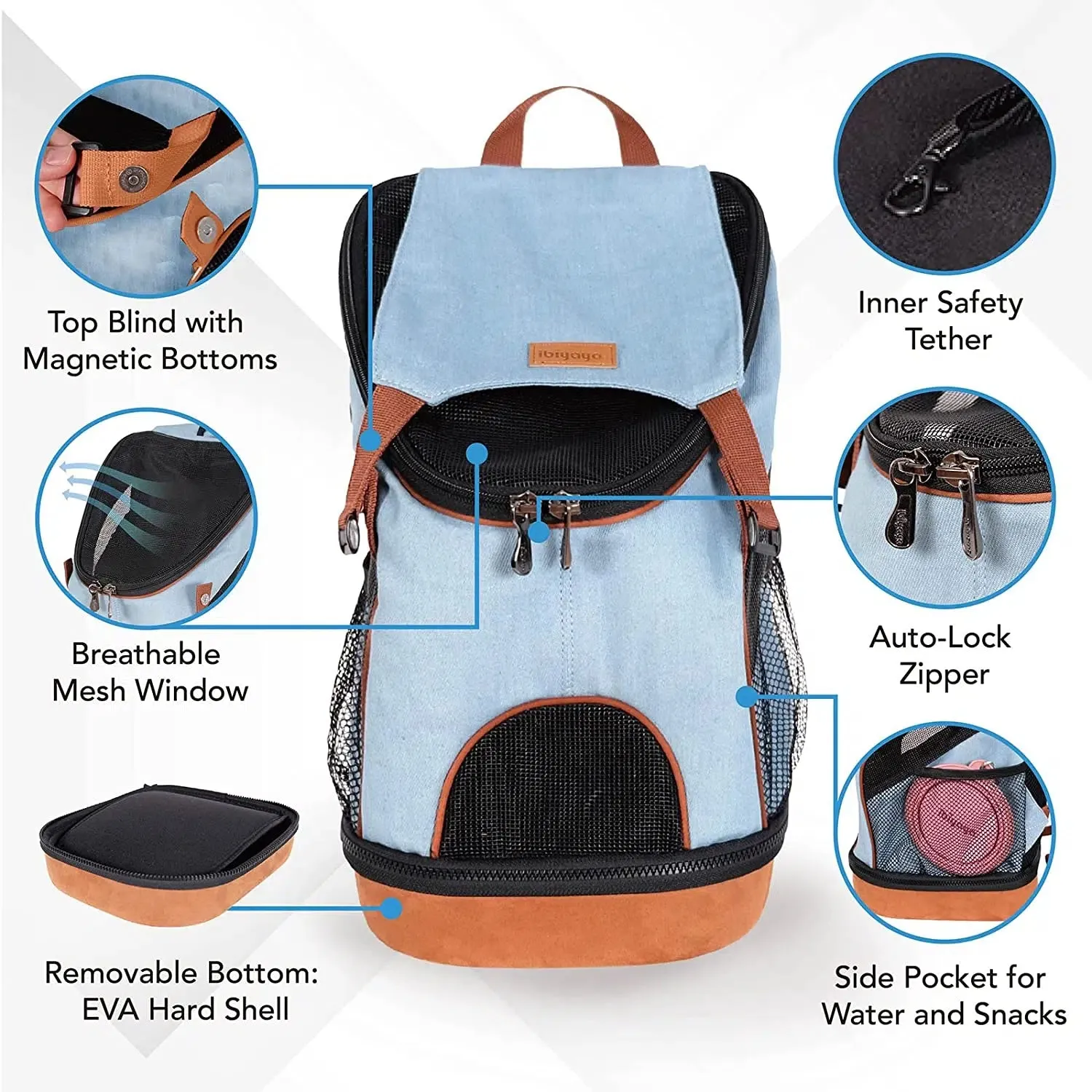 Ibiyaya Denim Fun Lightweight Pet Backpack