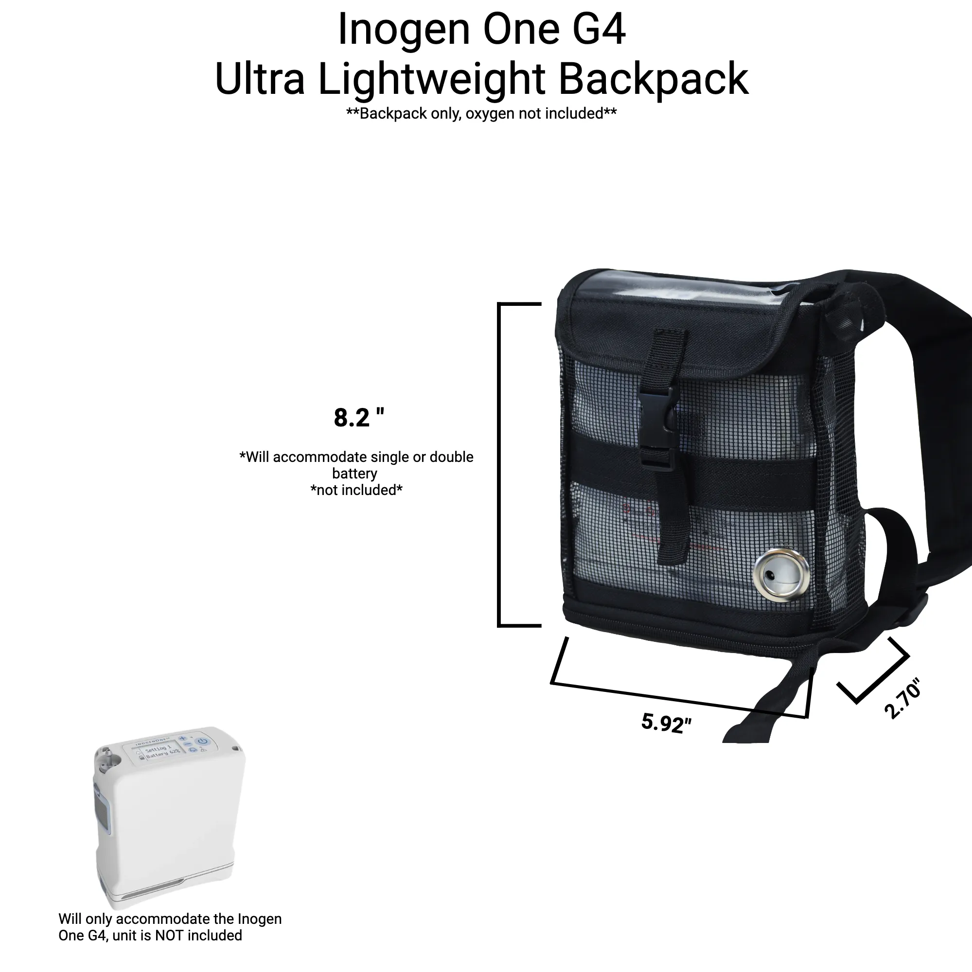 Inogen Rove 4 Ultra Lightweight Backpack - Black (o2totes)