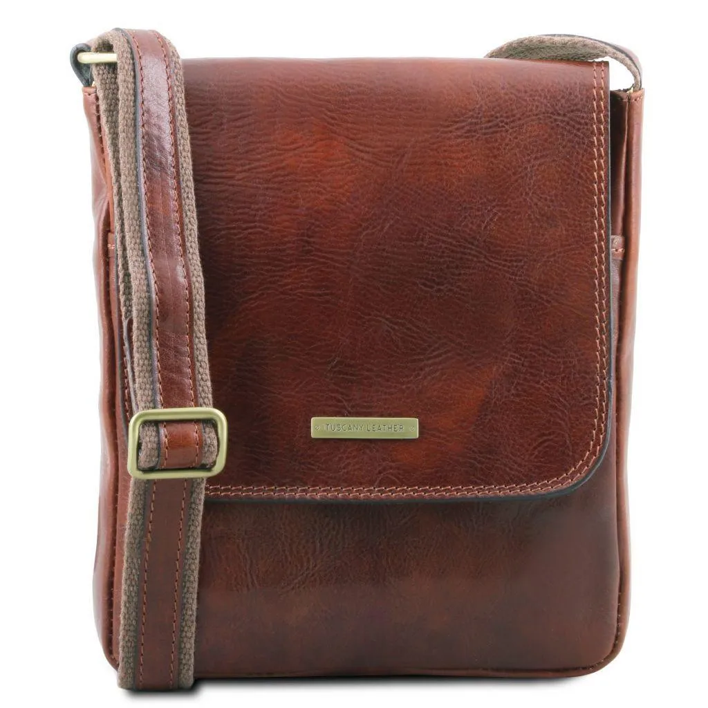John - Leather crossbody bag for men with front zip | TL141408