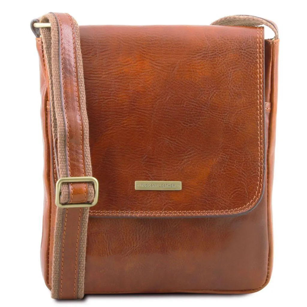John - Leather crossbody bag for men with front zip | TL141408