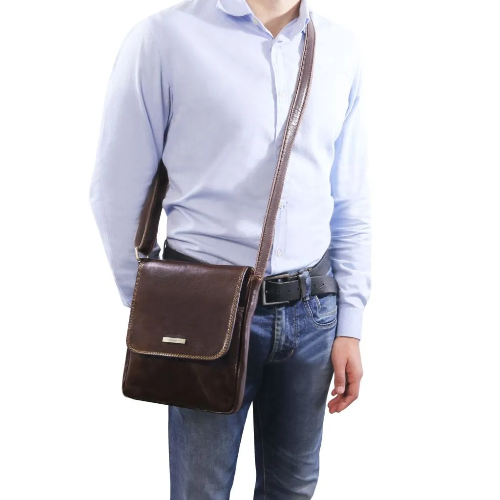 John - Leather crossbody bag for men with front zip | TL141408